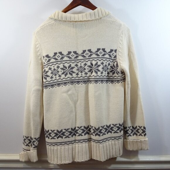 Eddie Bauer Women’s Cotton-Blend Chunky Knit Snowflake Cardigan Sweater Size M - Picture 6 of 7